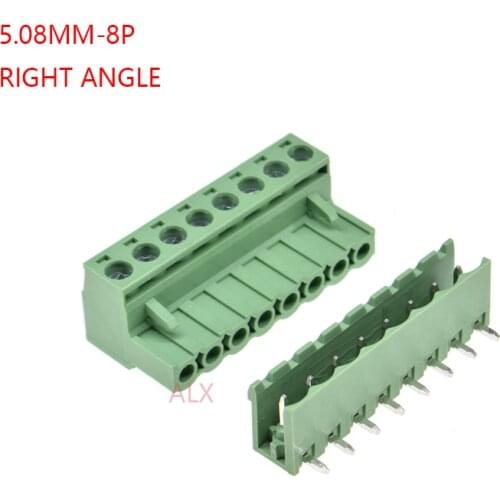 5SETS 2EDG 8pin 5.08MM pitch RIGHT ANGLE pluggable screw terminal block 5.08 8 pin PLUG TYPE pcb connector PLUG + SOCKET 300v