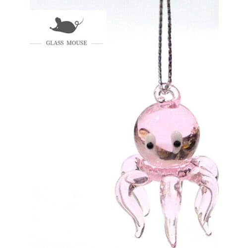 Hanging Miniature Figurine Pink Glass Sea Animals Pendant Xmas Home Decor Supplies Holiday Party Aquarium Decoration Accessories