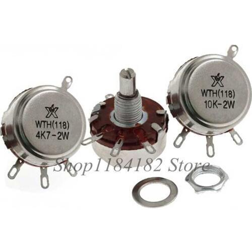 WTH118-1A 2W Rotary Taper Carbon Potentiometer 470R 1K 2K2 3K3 4K7 5K1 5K6 6K8 10K 22K 33K 47K 100K 220K 330K 470K switch