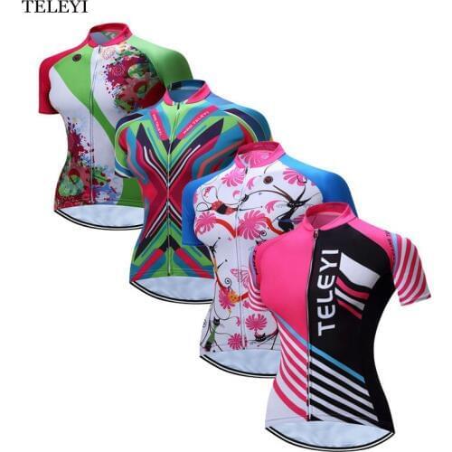 TELEYI Team Women Ropa Ciclismo Outdoor Sport Cycling Jersey Bike Girls Breathable T-shirt Clothing Wear XS-4XL