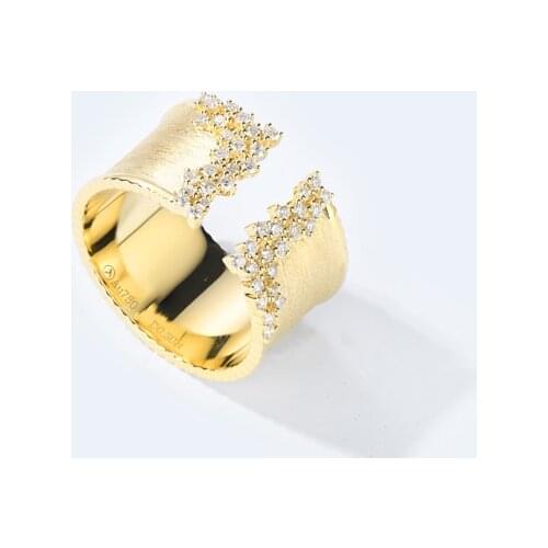 Fashion Gold Color Open Adjustable Rings For Women 2021 Trend Charm Matte Surface With Small Zirconia Jewelry Rings Wholesale