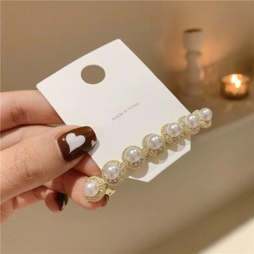2021 Korean New Trendy Simulated Pearl Barrettes Hair Grips For Women Fashion Hair Accessories Hairpins Wholesale