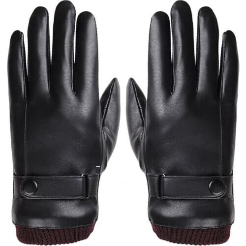 Winter Outdoor Faux Leather Warm Waterproof Full Finger Touch Screen Gloves cycling bike Gloves for Riding MTB Mountain Bicycle