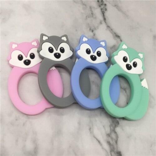 1pc Fox Silicone Teether For Teeth Baby Teething Toy Chewbead Food Grade Silicone Beads BPA Free Teethers Necklace Nursing Toys
