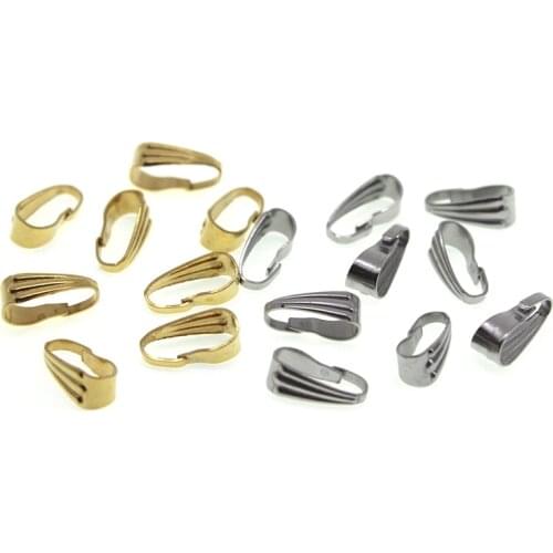 100pcs/lot Stainless Steel Pendant Clasps Hook Bails Clips Connectors for Necklace Charm Melon Seeds Buckle DIY Jewelry Making