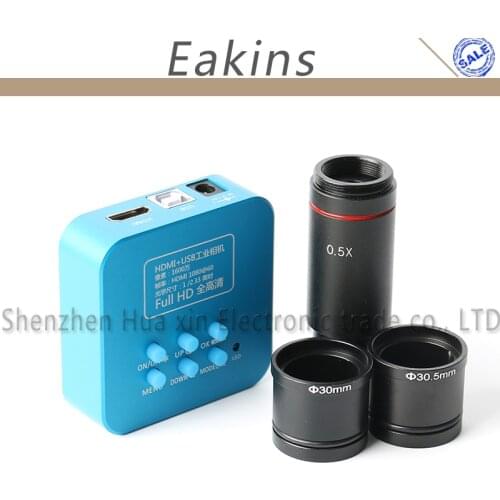 36MP 1080P HDMI USB Electronic Video Microscope Camera+CCD 0.5X Microscope Eyepiece C-Mount Lens For 23.2mm+30mmm+30.5mm Ring