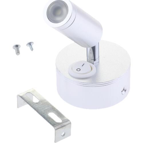 3W 12V Metal Interior Spot Light Fixture - LED Reading Light Wall Mount - Bed Lamp Switch Easy to Control - 6000K＆3000K