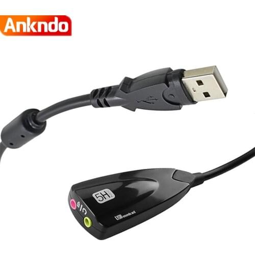ANKNDO External USB Sound Card for PC Computer Laptop 5HV2 Virtual 7.1CH Plug Play Voice Converter Mic 3.5mm Aux Jack Headphone