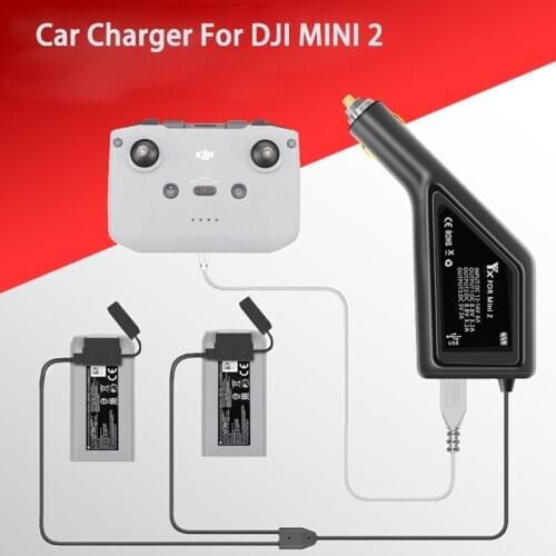 DJI Mini 2 Outdoor Dual-Battery Car Charger For DJI Mini 2 W USB Port Remote Controller Battery Car Charging Drone Accessories