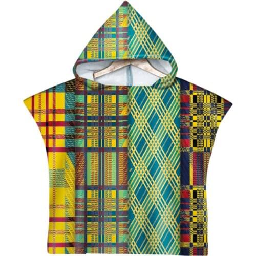 Free shipping Geometric Tartan Plaids Diamonds Baby Kids Children Hooded Pool Swim Beach Poncho Towel Novelty Gift