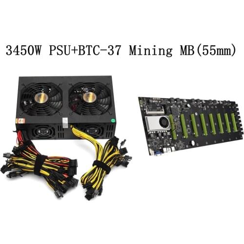 3450W Miner Power Supply With BTC-37 Mining Motherboard 140mm Cooling Fan ATX 12V Version 2.31 Computer Power Supply Mining Set