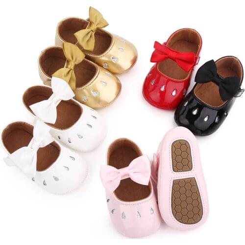 New Baby Shoes White Newborn Infant Girl Buckle PU Soft Anti-slip Toddler Crib Crawl Shoes Prewalker 0-18M