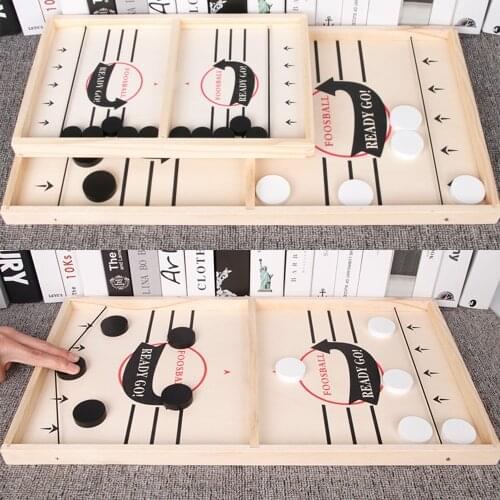 Wooden Bouncing Chess Fast Sling Puck Winner Fun Toys Game for Adult Child Family Portable Sports Battle Board Games Toy Set
