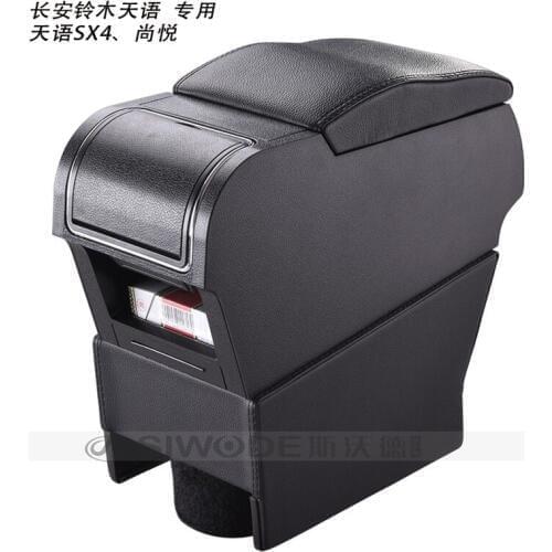 Free Punch Wooden Pu Leather Special Car Armrest Box with 4 USB Hole for Suzuki SX4 Car Center Hand Box