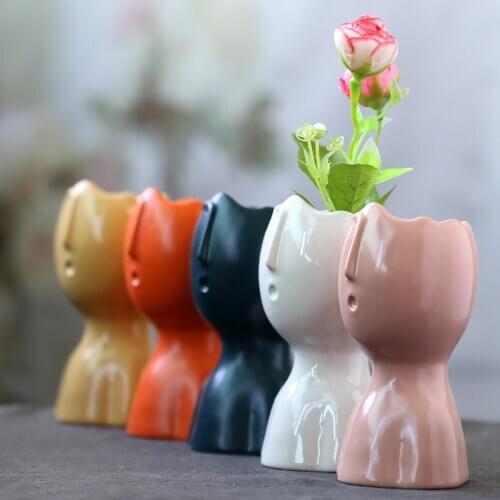 European-style girl bust avatar succulent flower pot flower vase creative balcony decoration ceramic vase home decoration