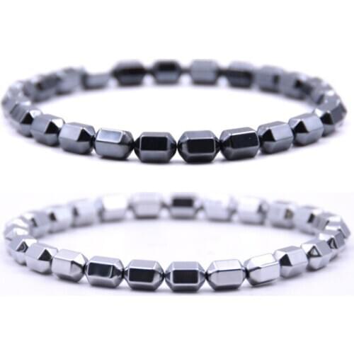 Hematite Bracelet Healing Crystal No Magnetic Therapy Stretch Stone Hexagonal Beaded Bracelets Bangle For Men&Women 2018