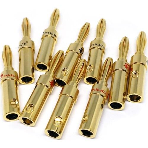 HIFI audio connector Pailiccs banana plug copper gold plated banana head 4mm speaker cable adapter 10pcs