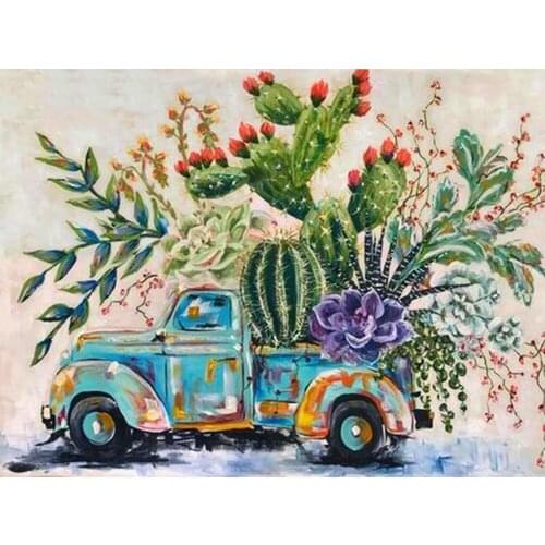 Canvas Size 5D DIY Embroidery Set Cactus Succulent Plants Mosaic Full Square/Round Diamond Painting Flower Car Float Puzzle