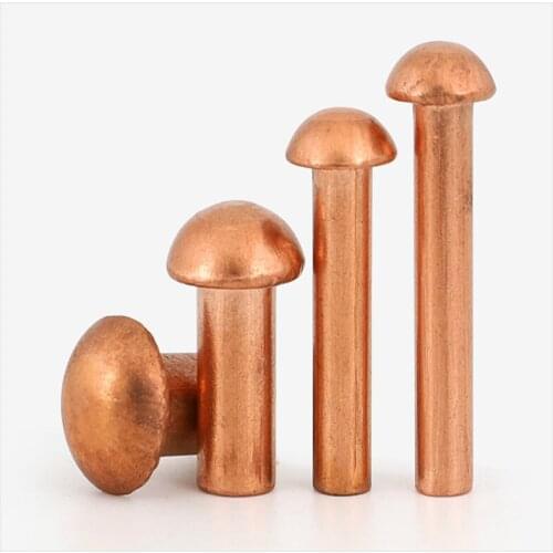 Gb867 red copper rivet solid head m2m2.5m6m8 half round hair nail cap