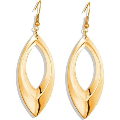 Metal Contracted punk Earrings Female Wave Luxury Geometric Gold Hanging drop earrings for women fashion Janedream Jewelry Gift