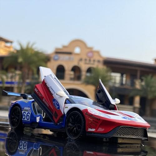 1:32 Ford GT Le Mans Car Alloy Sports Car Model Diecast Sound Super Racing Lifting Tail Hot Car Wheel For Children Gifts