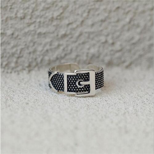 New Arrival Simple Creative Retro Thai Silver Belt Head 925 Sterling Silver Jewelry Personality Popular Gift Opening Rings SR495
