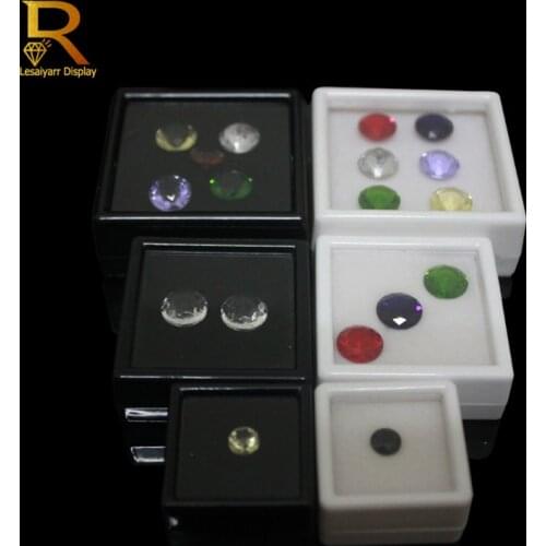 Wholeale Diamond Storage Organizer Clear Gem Box Gemstones Packaging Box Pendant Jewelry Combo Gift Display Case White Black