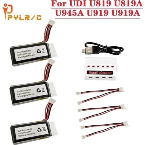Original 7.4V 350mAh Lipo Battery Charger Sets for U819 U819A U945A U919A RC Helicopter 3D Flip Drone RC Quadcopter Spare Parts