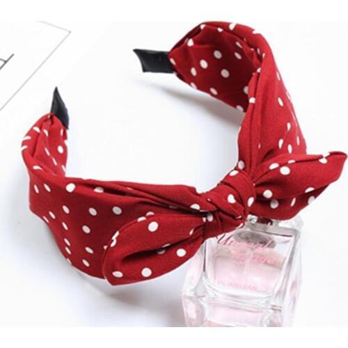 Wide Bow Knotted Headband for Women Accessories Dots Print Bow Hairband Headband Adults Retro Headwear Girls Teen Hair Headband