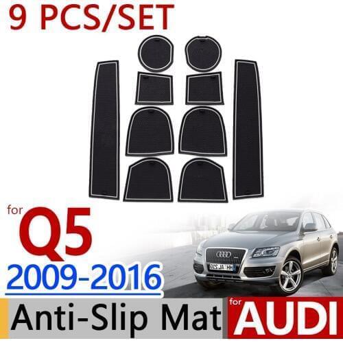 Anti-Slip Rubber Cup Cushion Door Mat for Audi Q5 8R 2009 2010 2011 2012 2013 2014 2015 2016 S-LINE SLINE Car Stickers