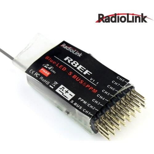 Radiolink R8EF 2.4G 8CH FHSS 8 Channels Receiver For T8FB Support S-BUS PPM PWM Rc Receiver 2.4G Signal For RC Transmitter