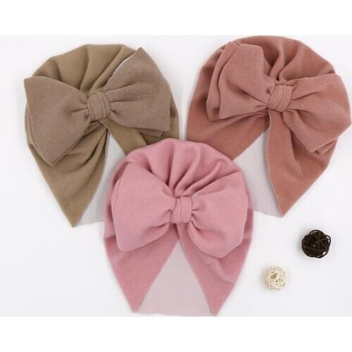 Spring Baby Hats for Girls Big Bow Turban Hat Newborn Photography Props Infant Baby Beanie Cap Solid Color Baby Girl Hat