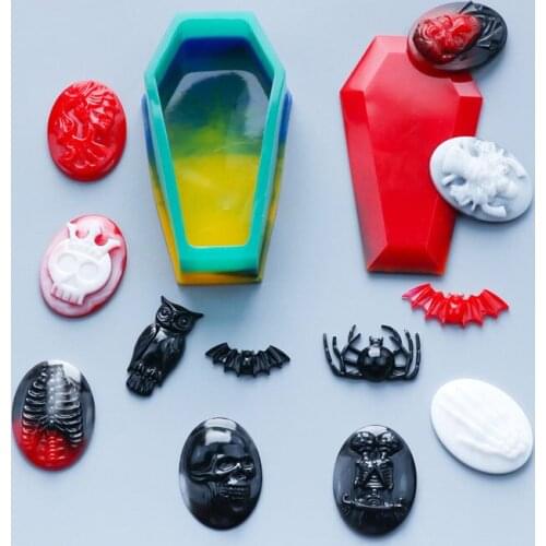 Coffin Trinket Box Silicone Mold Halloween Gothic Container Mold Kawaii Goth Resin Art Supplies Silicone Mold for Resin Making