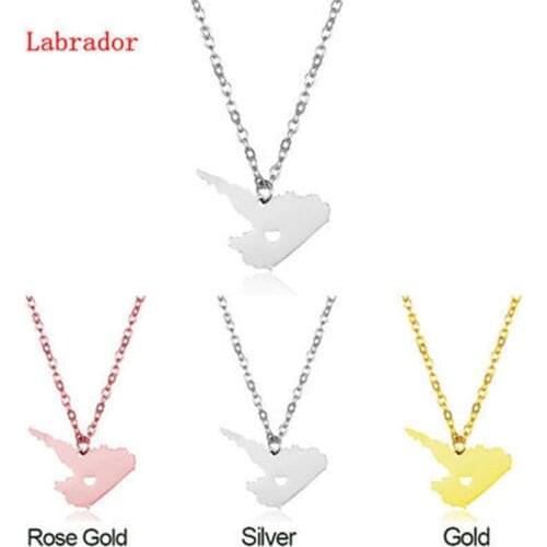 Modern new stainless steel map necklace, Labrador, Canadian pendant, womens map jewelry