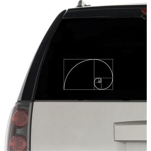 Fibonacci Spiral Vinyl Sticker Car Window Bumper Decor , Science Math Engineering Golden Ratio Laptop Decals for Apple MacBook