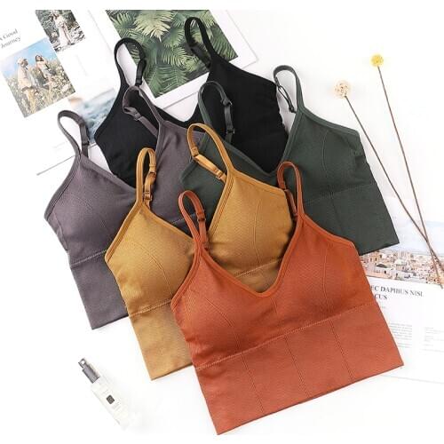 U Back Women Tanks Crop Top Seamless Underwear Crop Top Street Tops Female Sexy Lingerie Sleeveless Padded Camisole Femme