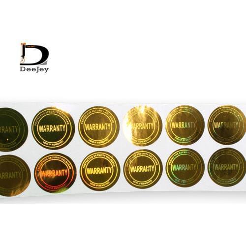 Stock golden laser holographic warranty stickers destroyable stickers protective hologram sealing sticker round 15mm 1000pcs lot