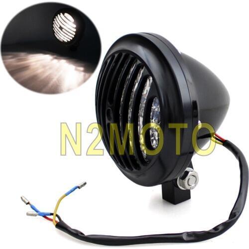 Vintage Grille Headlight Retro Billet Aluminum Head Lamp Lighting for Harley Sportster Chopper Bobber