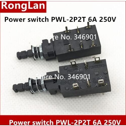 [SA]Power switch PWL-2P2T 6A 250V Joint venture Taiwan power switch direct key on button off high current piano key switch-10PCS