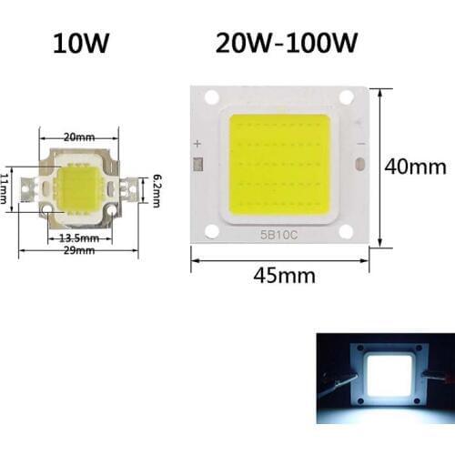 High Brightness cob Beads light 10W 20W 30W 50W 70W 100W smd bulb floodlight square lamp DIY DC 12V 32V cool warm white LED Chip