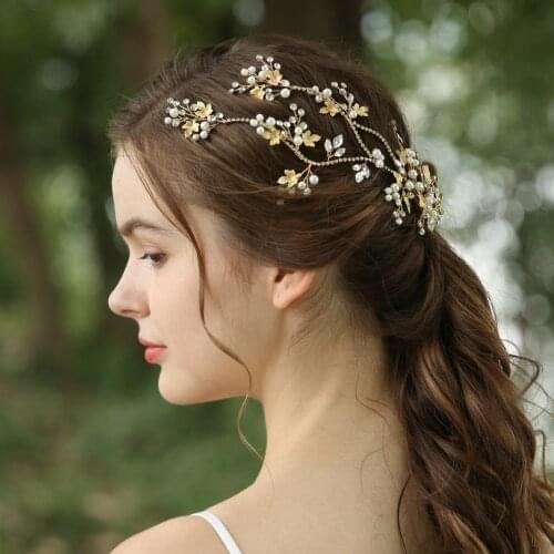 Pearl Rhinestone Bridal Tiara Headband Wedding Hair Accessories Clip Headband Leaf Rhinestone Pearl Hair Clip Headband Bride