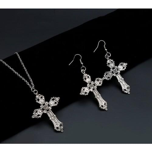 Cross Religious Belief Earrings Goth Necklace For Women серьги Follower Earrings Gor Women Ear Cuffs Jewelry Accessories Vintage