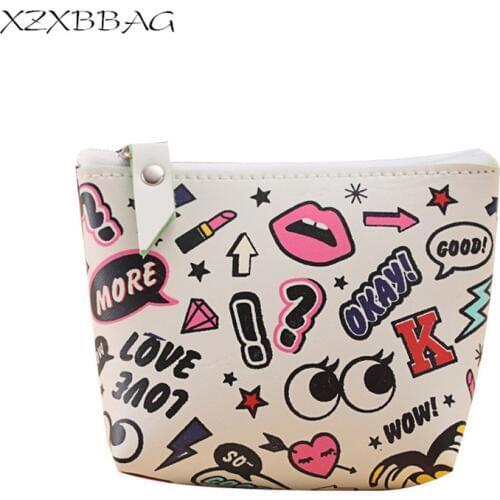 XZXBBAG PU Leather Women Coin Purse Fashion Modern Girls Zipper Small Wallet Kids kawaii Change Pouch Mini Casual Zero Wallet