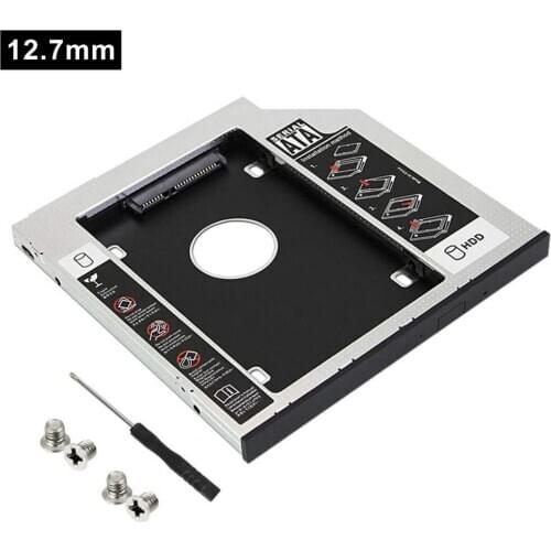 Hard Drive Caddy Tray 12.7mm SATA 2nd HDD HD Enclosure Hard Drive Caddy Case Tray, Universal for 12.7mm Laptop CD / DVD-ROM