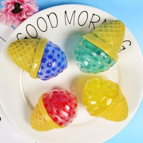 1pc Decompression Toy Vent Ball Healing Colorful Grape Ball Anti-stress Soft Silicone Bead Ice Cream Toy Color Random