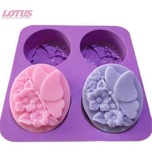 Love Four Soap Mold Butterfly Cute Flower DIY Handmade Soap Silicone Mold 1PC