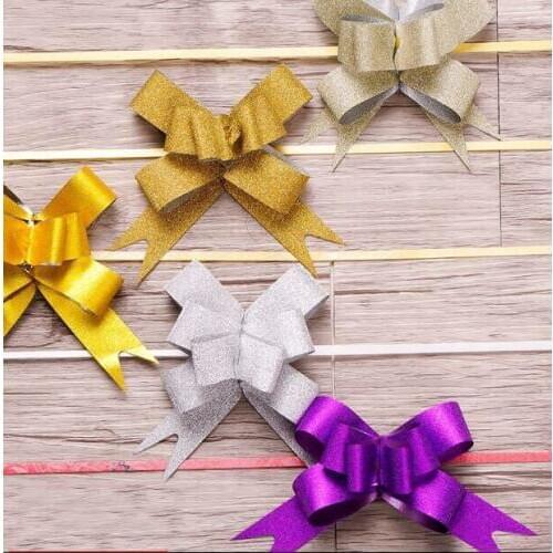 100 Pcs Creative Matting Solid Color Pull Bow Ribbon for Gift Flower Bowknot Gift Packing Party Wedding Car Room Decoration