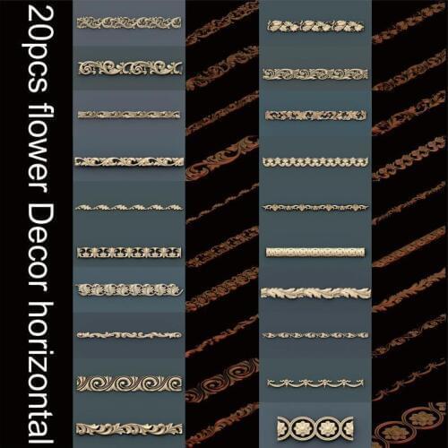 20pcs flower Decor horizontal 3d model STL relief for cnc STL format 3d model for cnc stl relief artcam vectric aspire