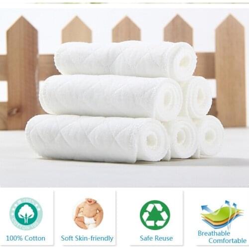 20 pcs Super Absorbency Baby Nappy Inserts Cotton Washable reusable Baby diapers inserts microfiber 3 Layers Baby Cloth Diapers