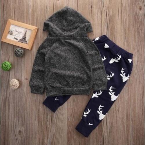 2018 Baby Boy Clothing Set Autumn Winter Newborn Infant Warm Deer Hoodie Tops+Pants Baby Girls Christmas Clothes Outfits Sets